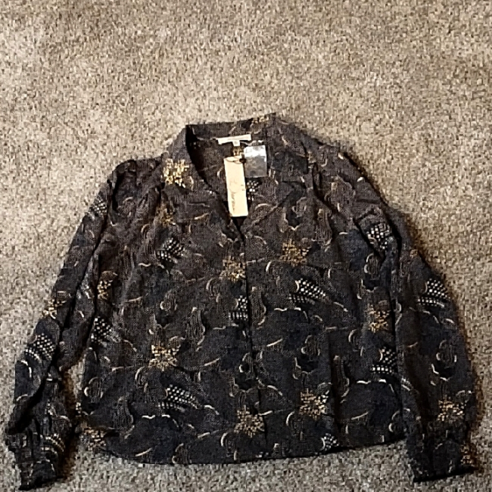 Black and Gold Patterned Blouse